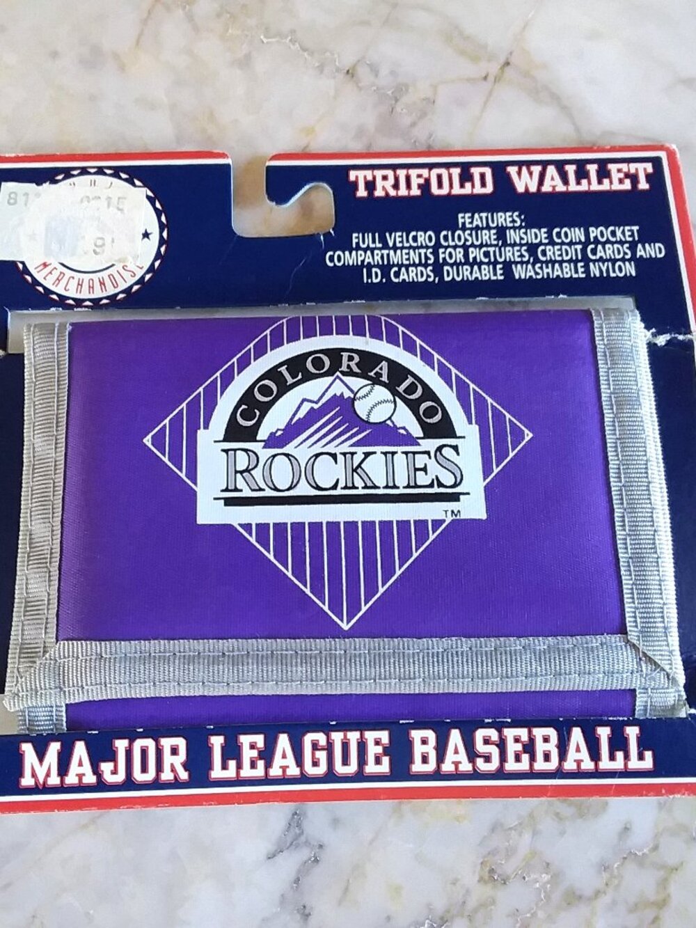 Colorado Rockies Purple Tri-fold Nylon Wallet 1992 Like New, Vintage MLB
